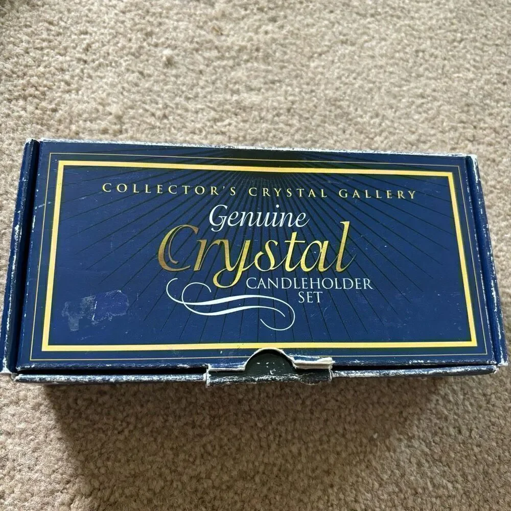 Collector’s Crystal Gallery Genuine Crystal Candleholder Set